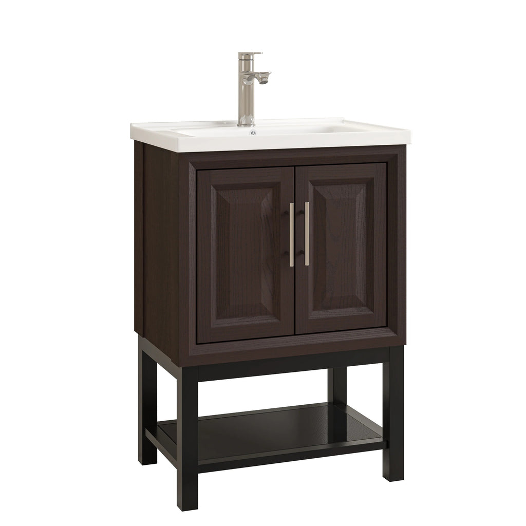 24" FBV24223 Freestanding Bathroom Vanity with Ceramic Top & Faucet-Muddy