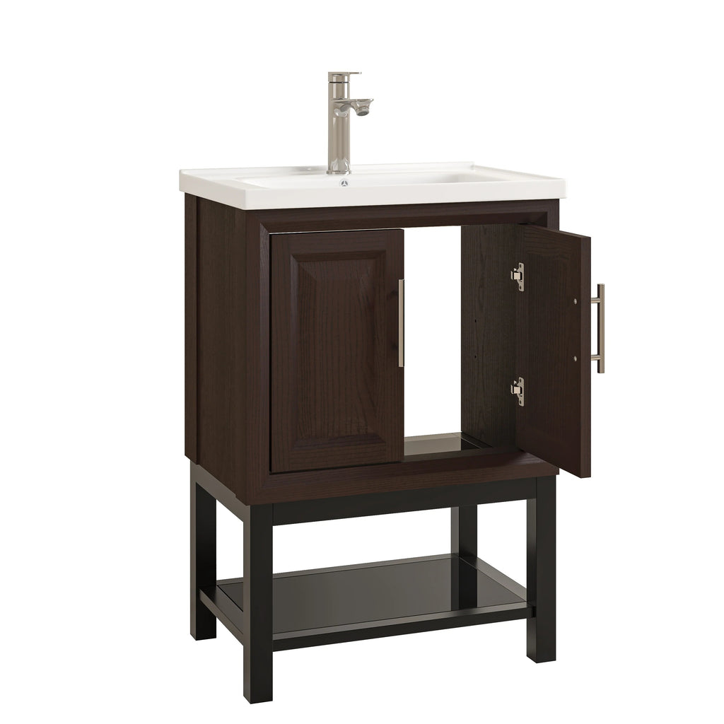 24" FBV24223 Freestanding Bathroom Vanity with Ceramic Top & Faucet-Muddy