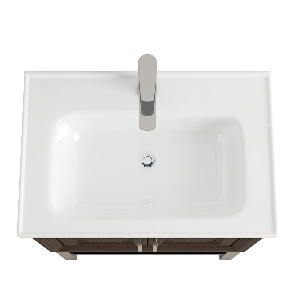 24" FBV24223 Freestanding Bathroom Vanity with Ceramic Top & Faucet-Muddy