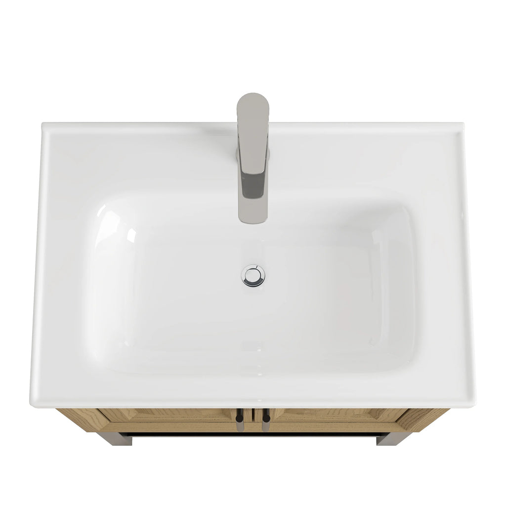 24" FBV24224 Freestanding Bathroom Vanity with Ceramic Top & Faucet-Brown