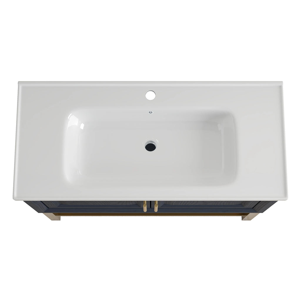 36" FBV24230 Freestanding Bathroom Vanity with Ceramic Top-Blue