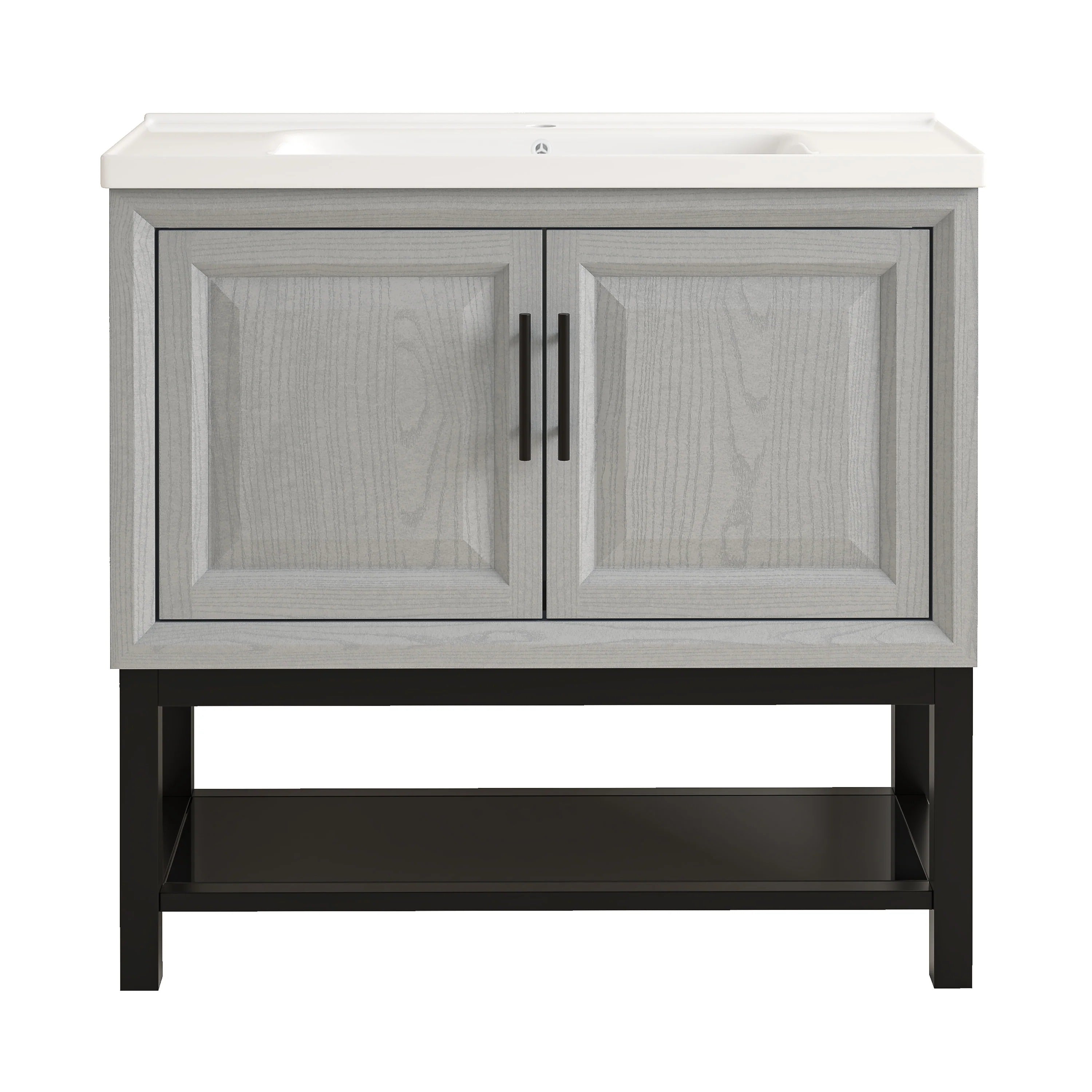 36" FBV24231 Freestanding Bathroom Vanity with Ceramic Top-Grey