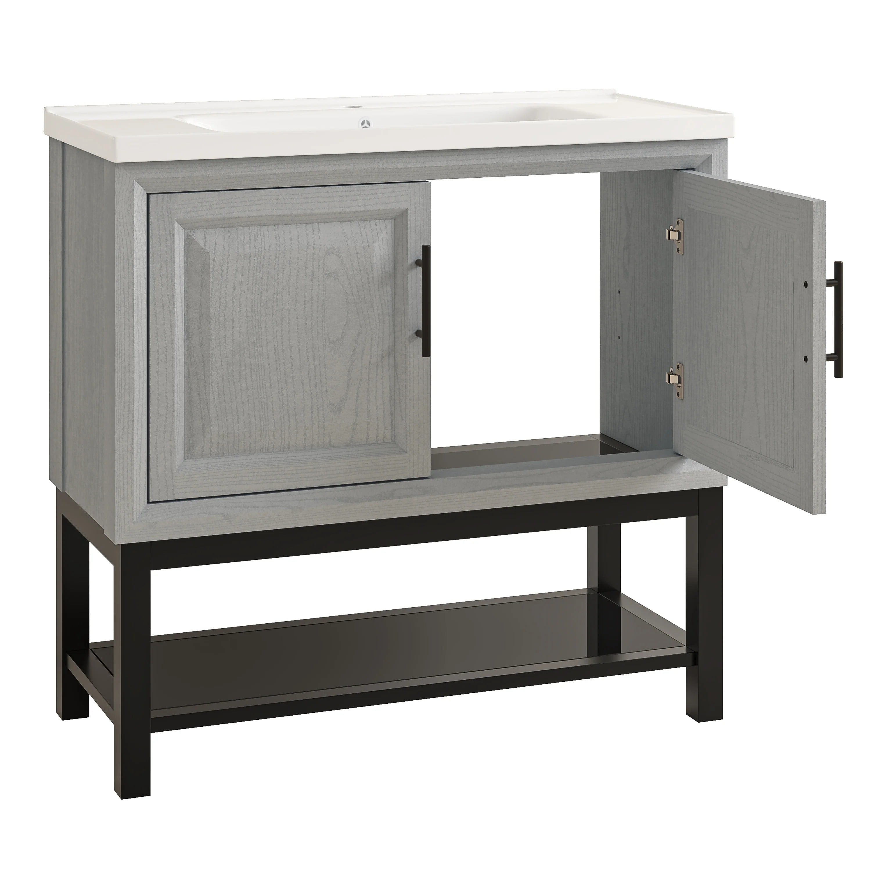 36" FBV24231 Freestanding Bathroom Vanity with Ceramic Top-Grey