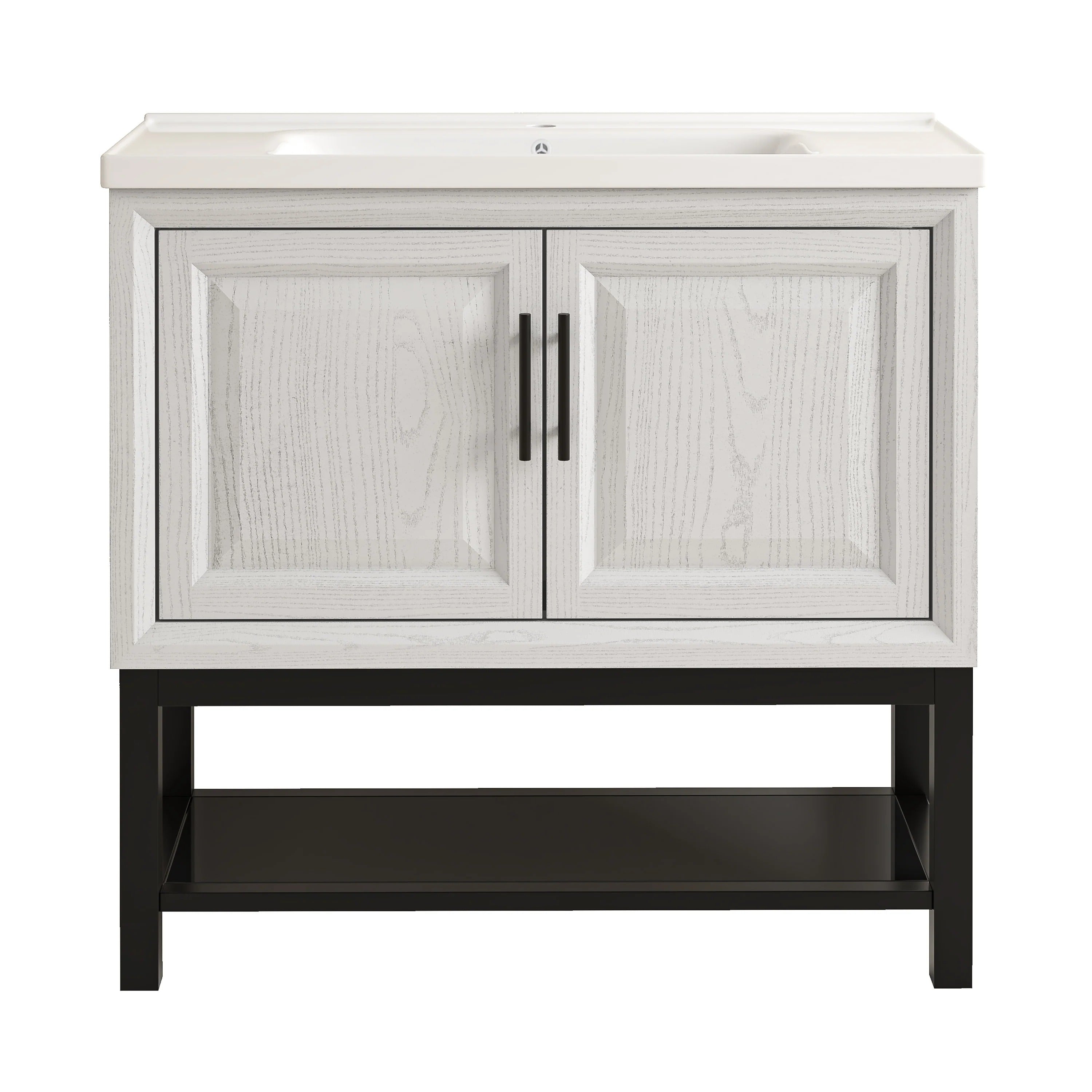 36" FBV24232 Freestanding Bathroom Vanity with Ceramic Top-White
