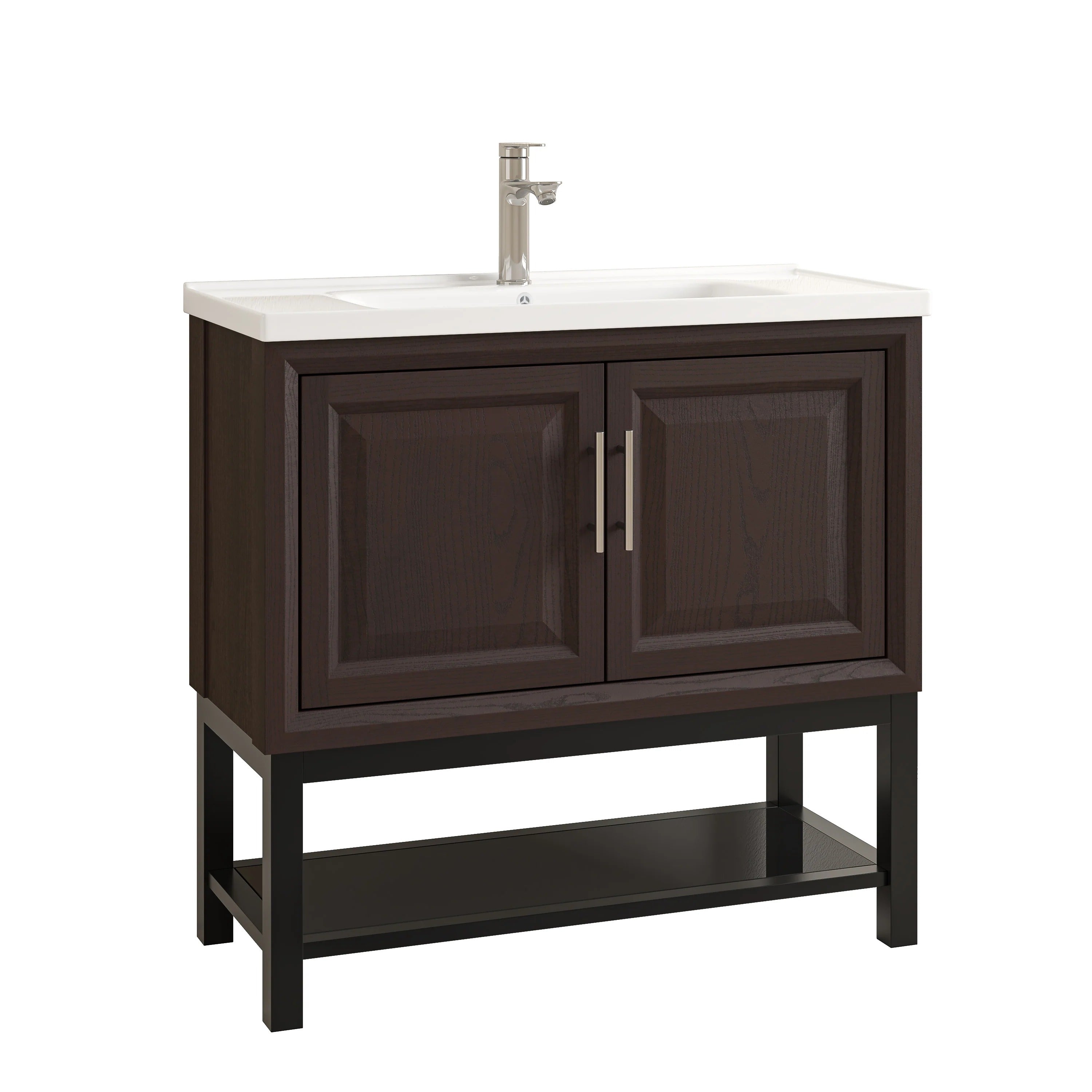 36" FBV24233 Freestanding Bathroom Vanity with Ceramic Top & Faucet-Muddy
