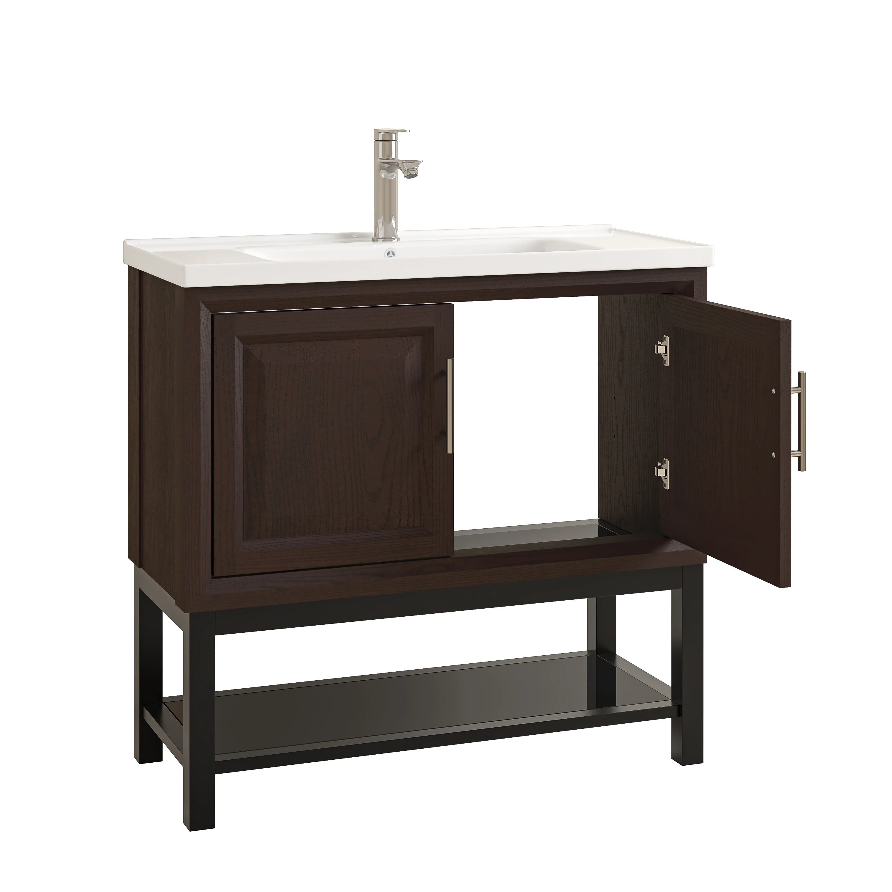 36" FBV24233 Freestanding Bathroom Vanity with Ceramic Top & Faucet-Muddy