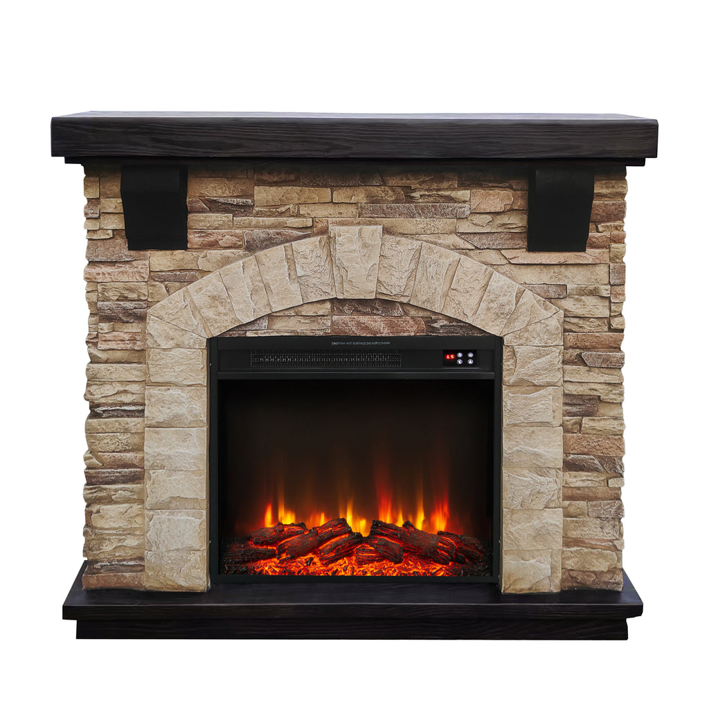 FFP20101 45" Electric Fireplace Mantel with Faux Brick-Brown