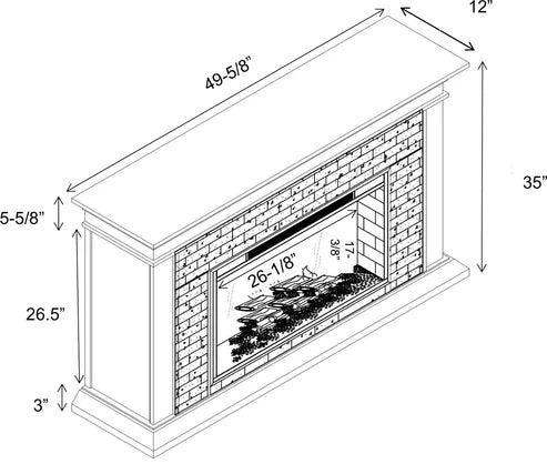 FFP24341 50" Electric Fireplace Mantel with Faux Brick-Brown