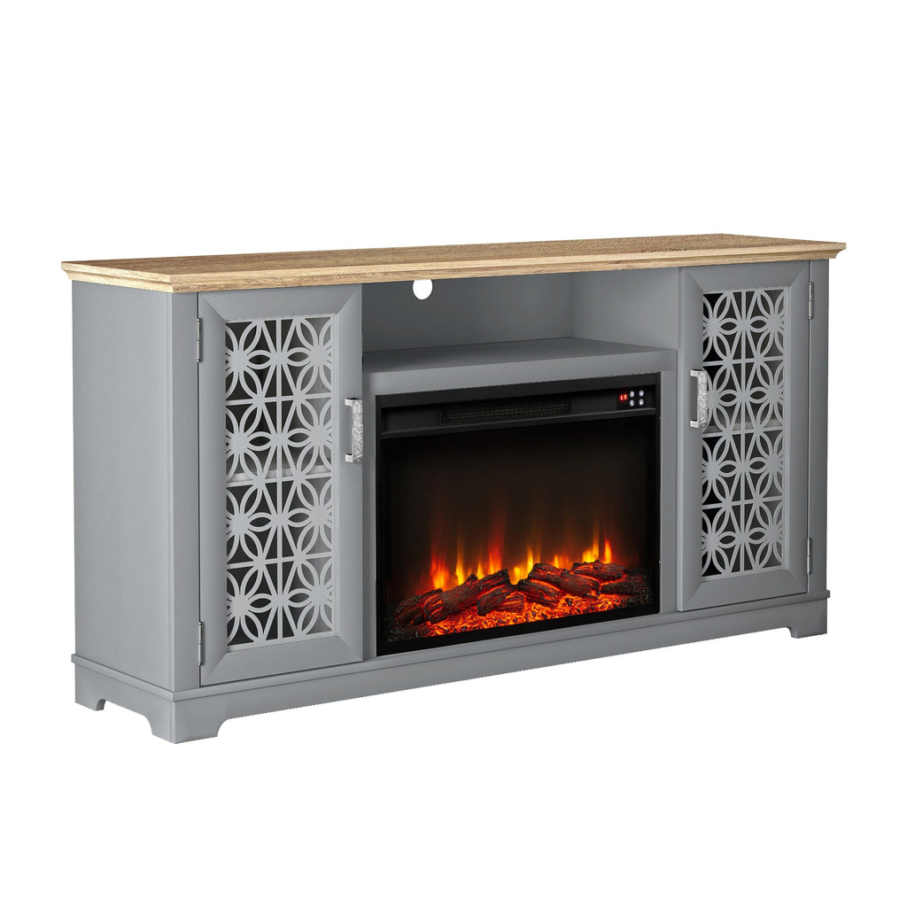 FTS23521 60" TV Stand with 26" Electric Fireplace-Grey