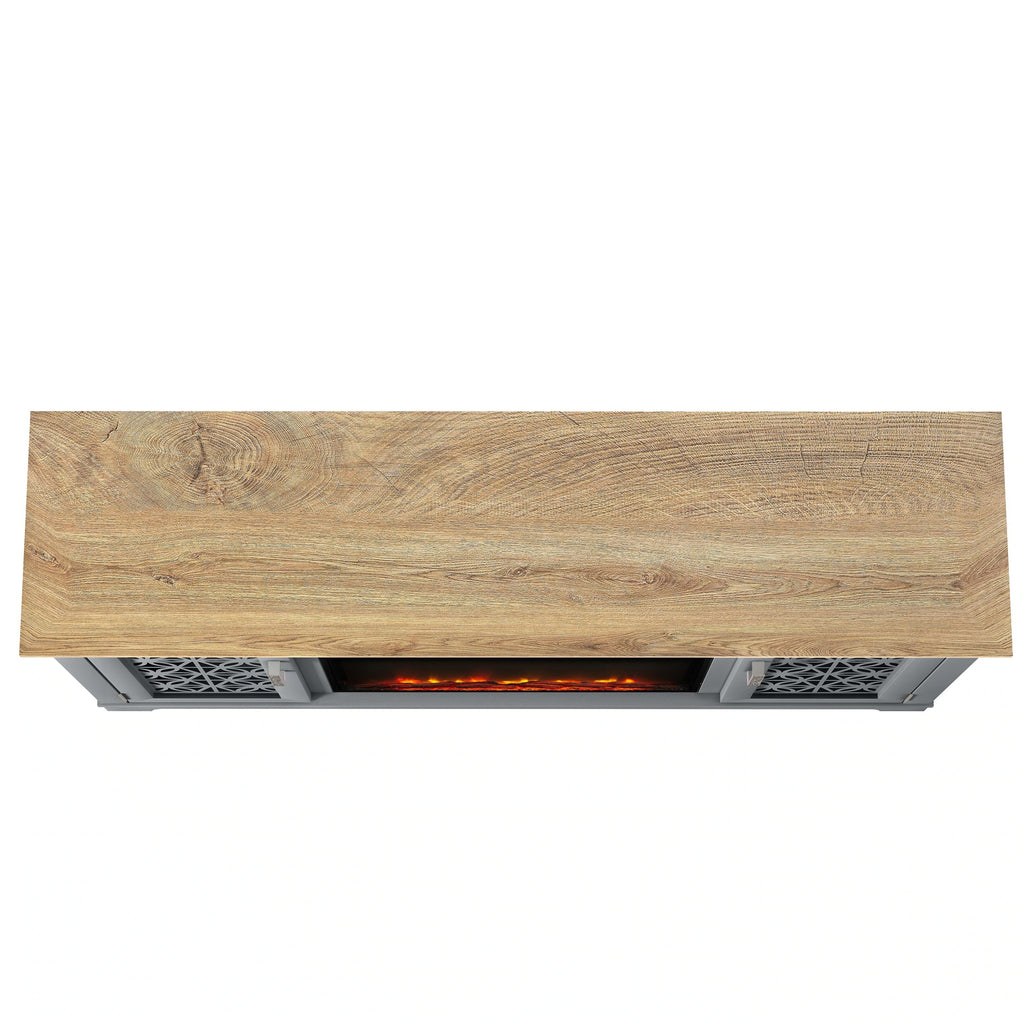 FTS23521 60" TV Stand with 26" Electric Fireplace-Grey