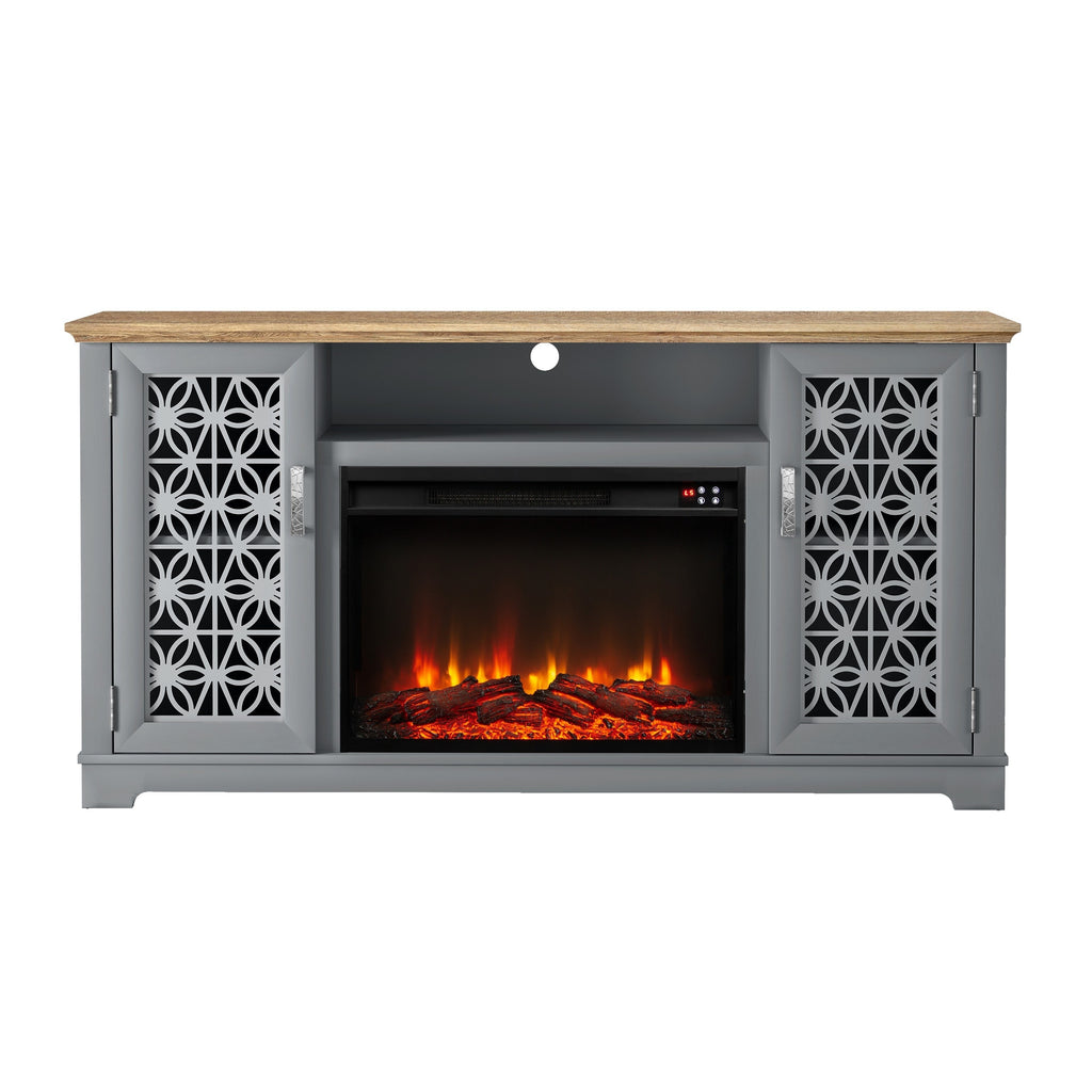 FTS23521 60" TV Stand with 26" Electric Fireplace-Grey
