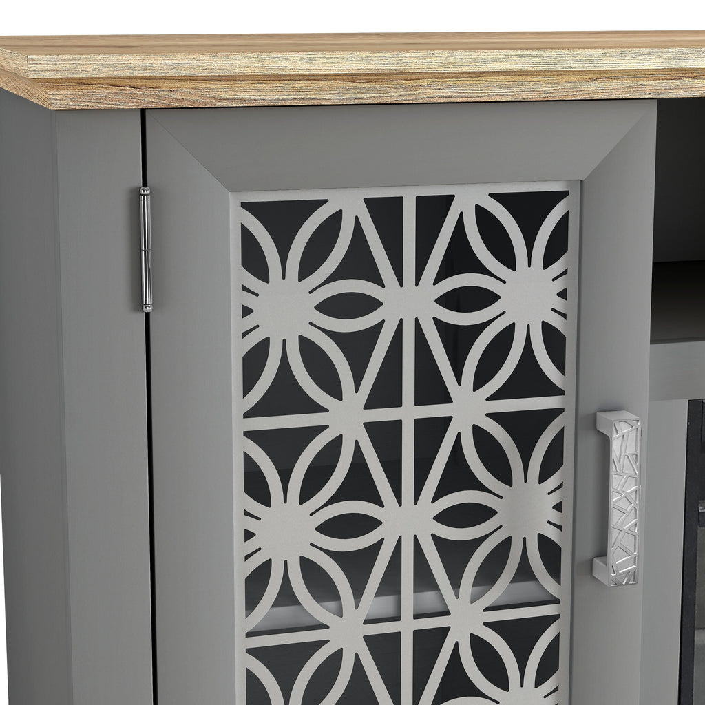 FTS23521 60" TV Stand with 26" Electric Fireplace-Grey