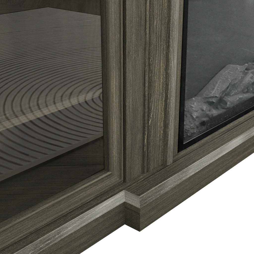 FTS23321 70" TV Stand with 23" Electric Fireplace-Brown