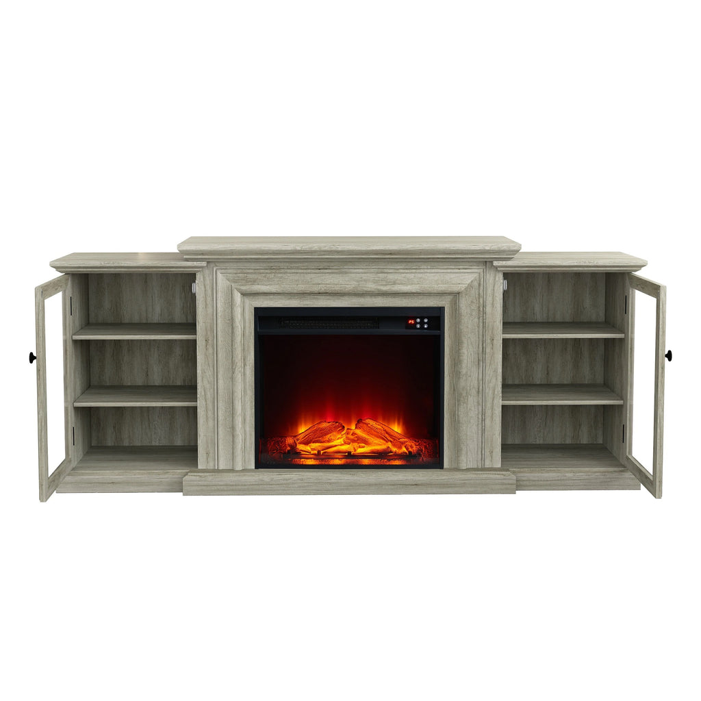 FTS23320 70" TV Stand with 23" Electric Fireplace-Grey