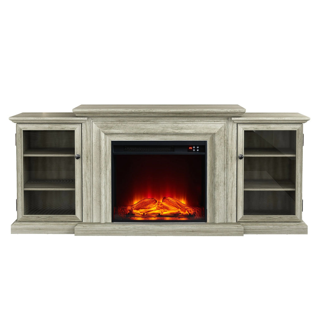 FTS23320 70" TV Stand with 23" Electric Fireplace-Grey