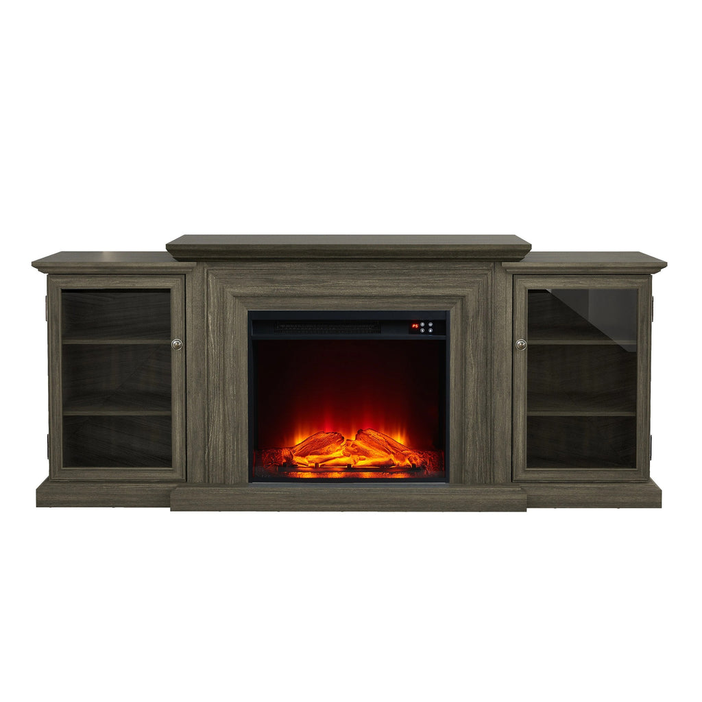 FTS23321 70" TV Stand with 23" Electric Fireplace-Brown