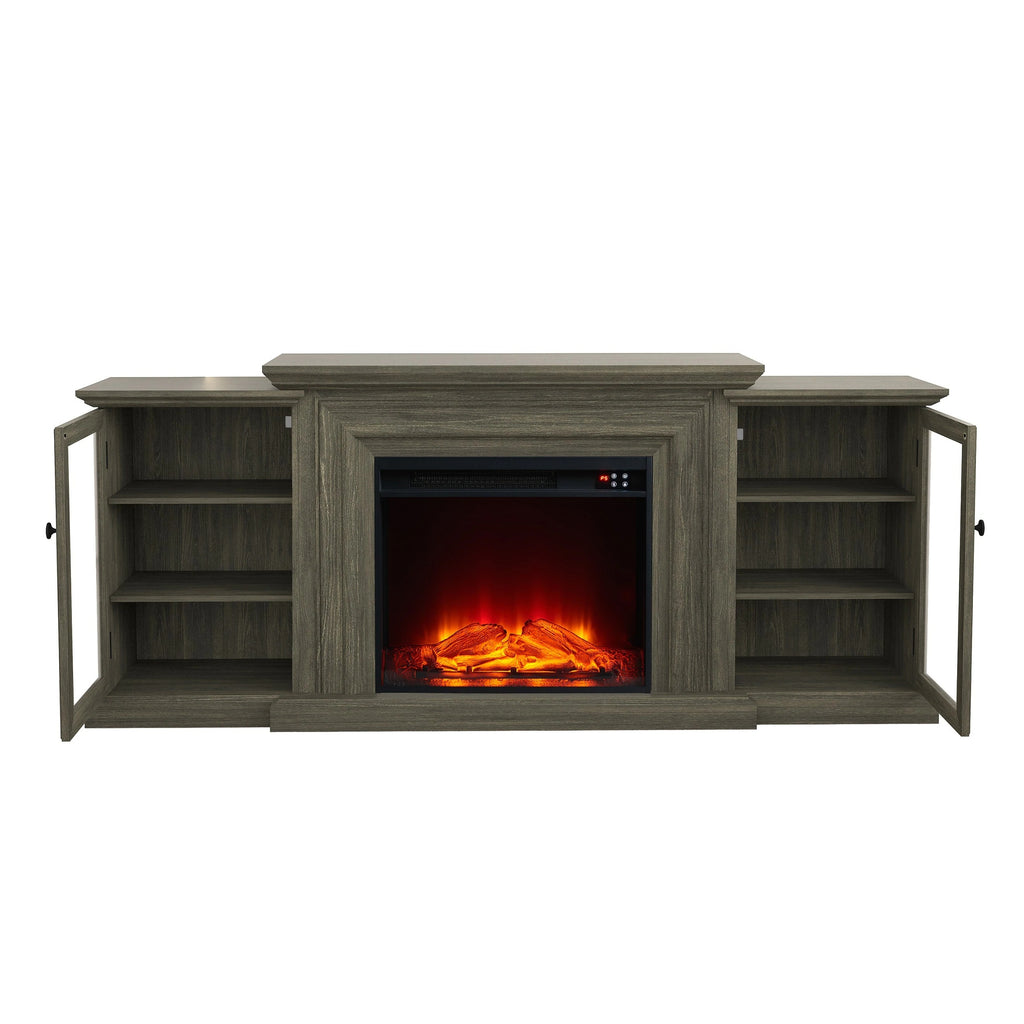 FTS23321 70" TV Stand with 23" Electric Fireplace-Brown