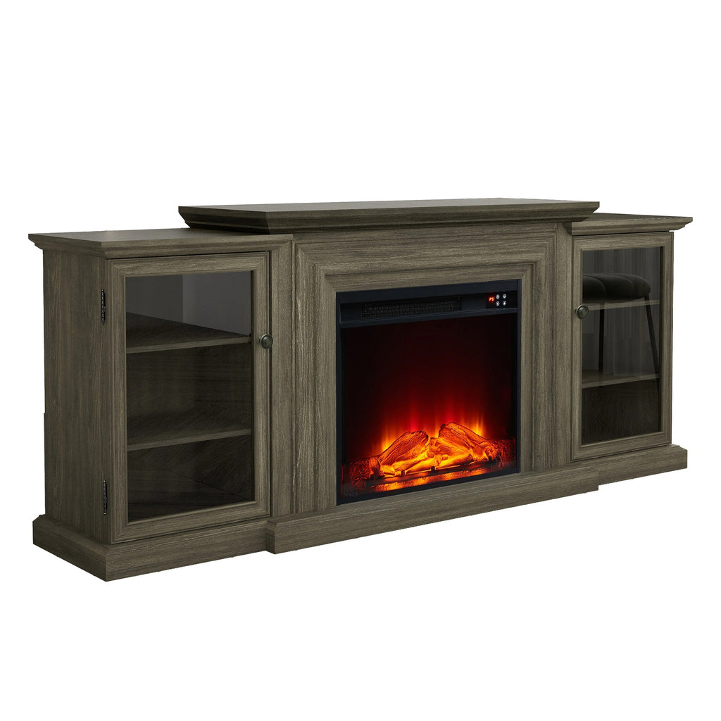 FTS23321 70" TV Stand with 23" Electric Fireplace-Brown