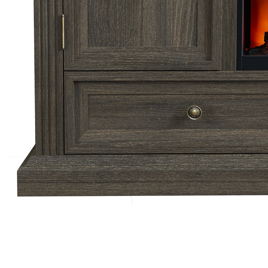 FTS23530 73" TV Stand with 36" Electric Fireplace-Brown