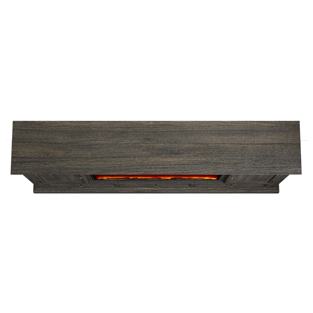 FTS23530 73" TV Stand with 36" Electric Fireplace-Brown