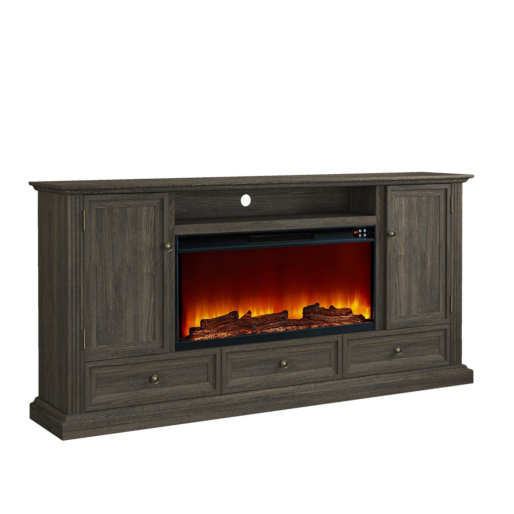 FTS23530 73" TV Stand with 36" Electric Fireplace-Brown