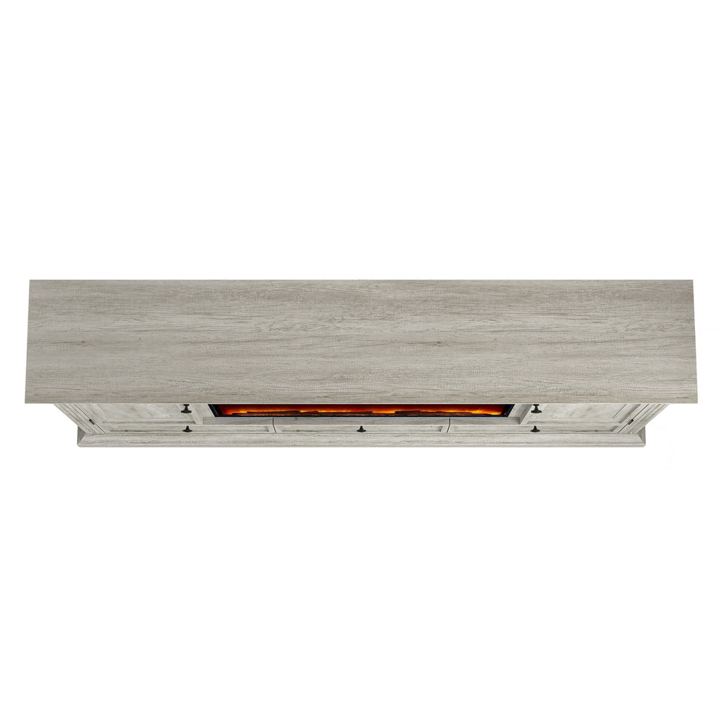 FTS23531 73" TV Stand with 36" Electric Fireplace-Taupe