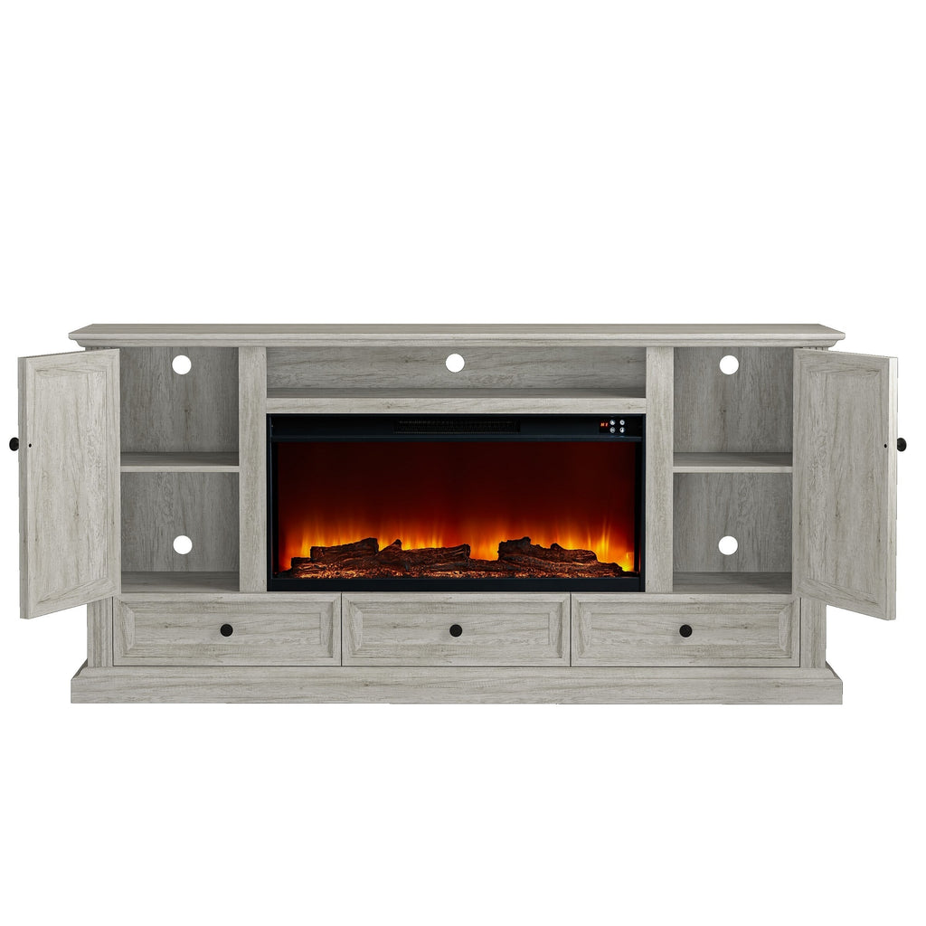 FTS23531 73" TV Stand with 36" Electric Fireplace-Taupe