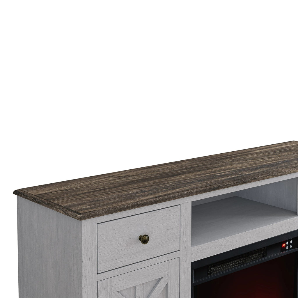 FTS23227 60" TV Stand with 23" Electric Fireplace-Grey