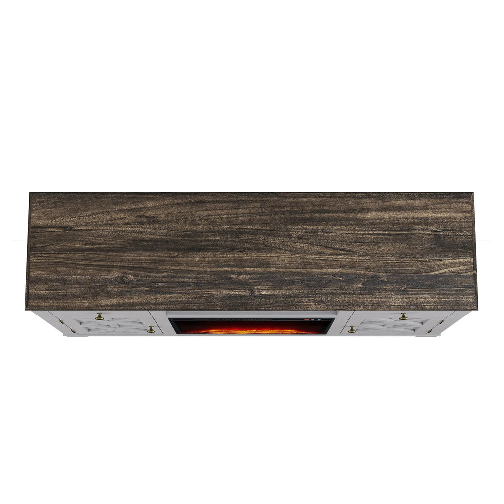 FTS23227 60" TV Stand with 23" Electric Fireplace-Grey