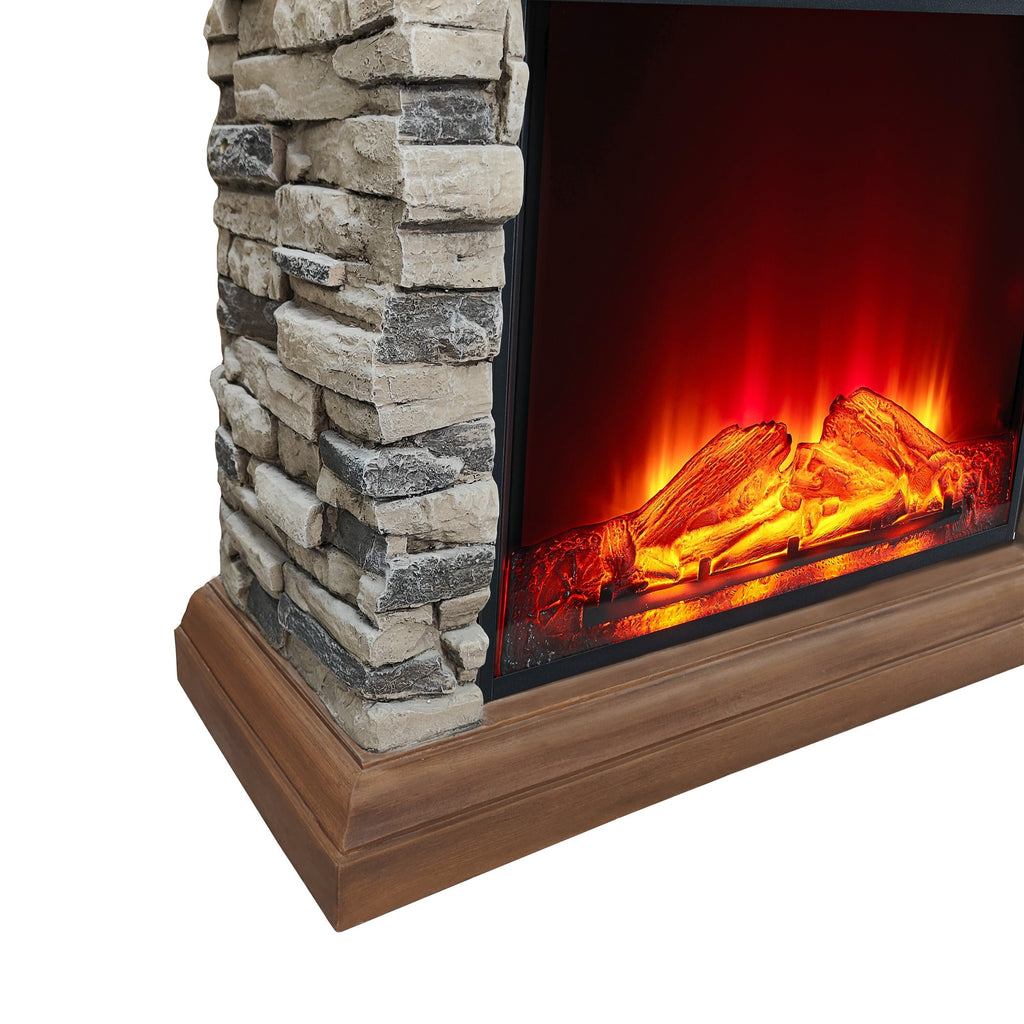 FFP24121 32" Electric Fireplace Mantel with Faux Brick-Brown