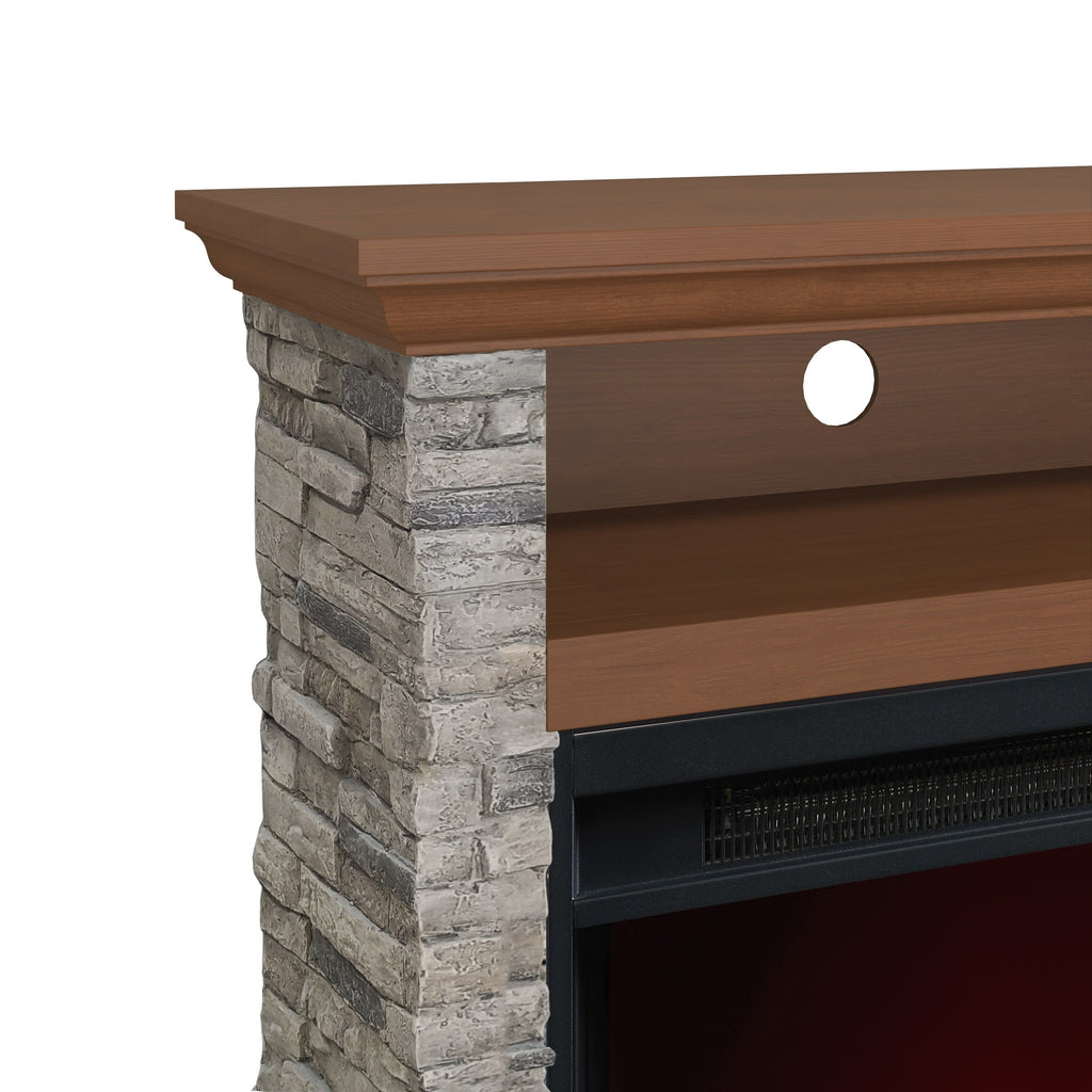FFP24121 32" Electric Fireplace Mantel with Faux Brick-Brown