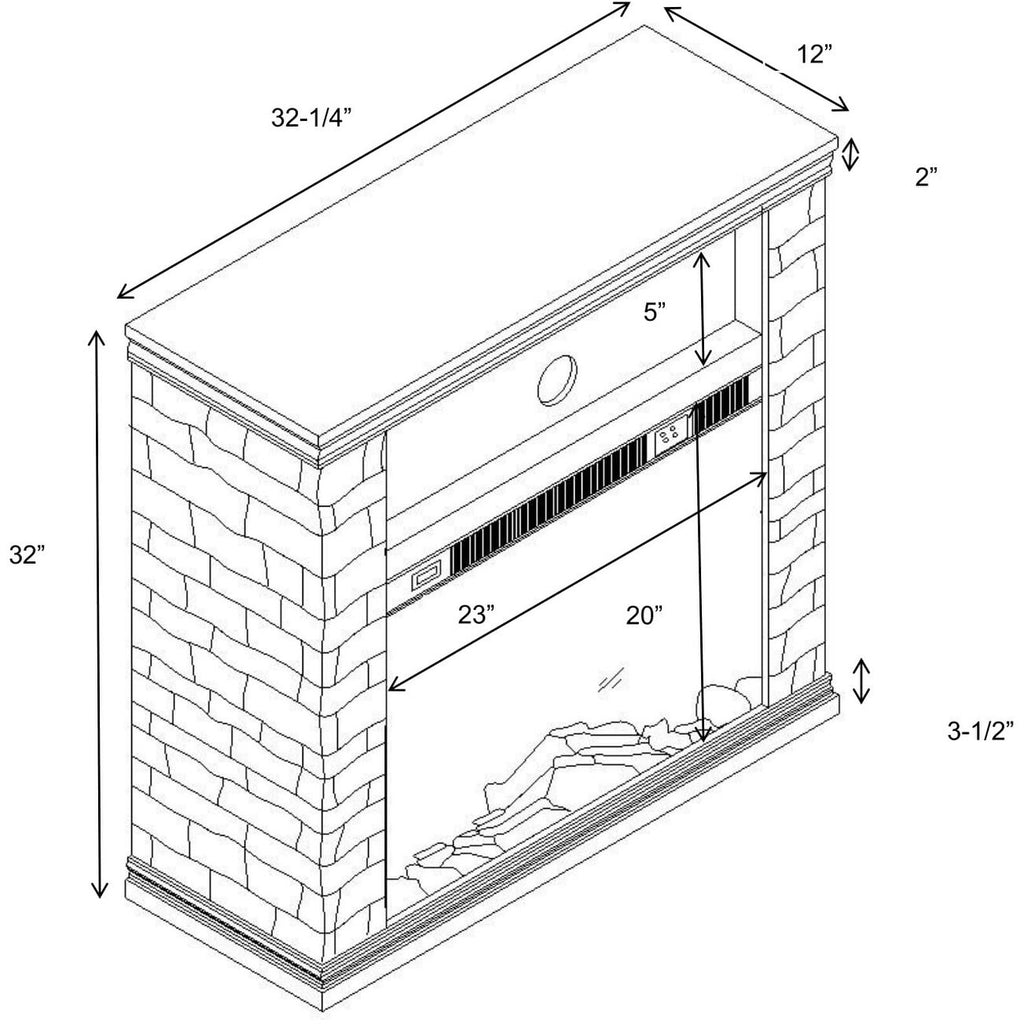 FFP24121 32" Electric Fireplace Mantel with Faux Brick-Brown