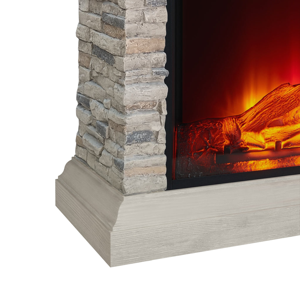 FFP24120 32" Electric Fireplace Mantel with Faux Brick-Grey