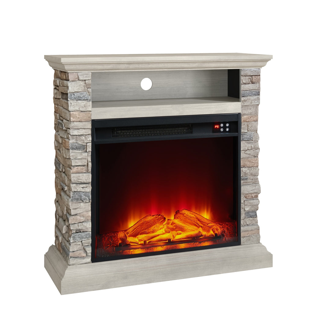 FFP24120 32" Electric Fireplace Mantel with Faux Brick-Grey