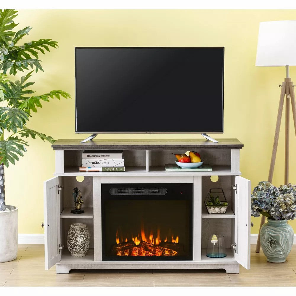 FFP20256 48" TV Stand with 23" Electric Fireplace-White