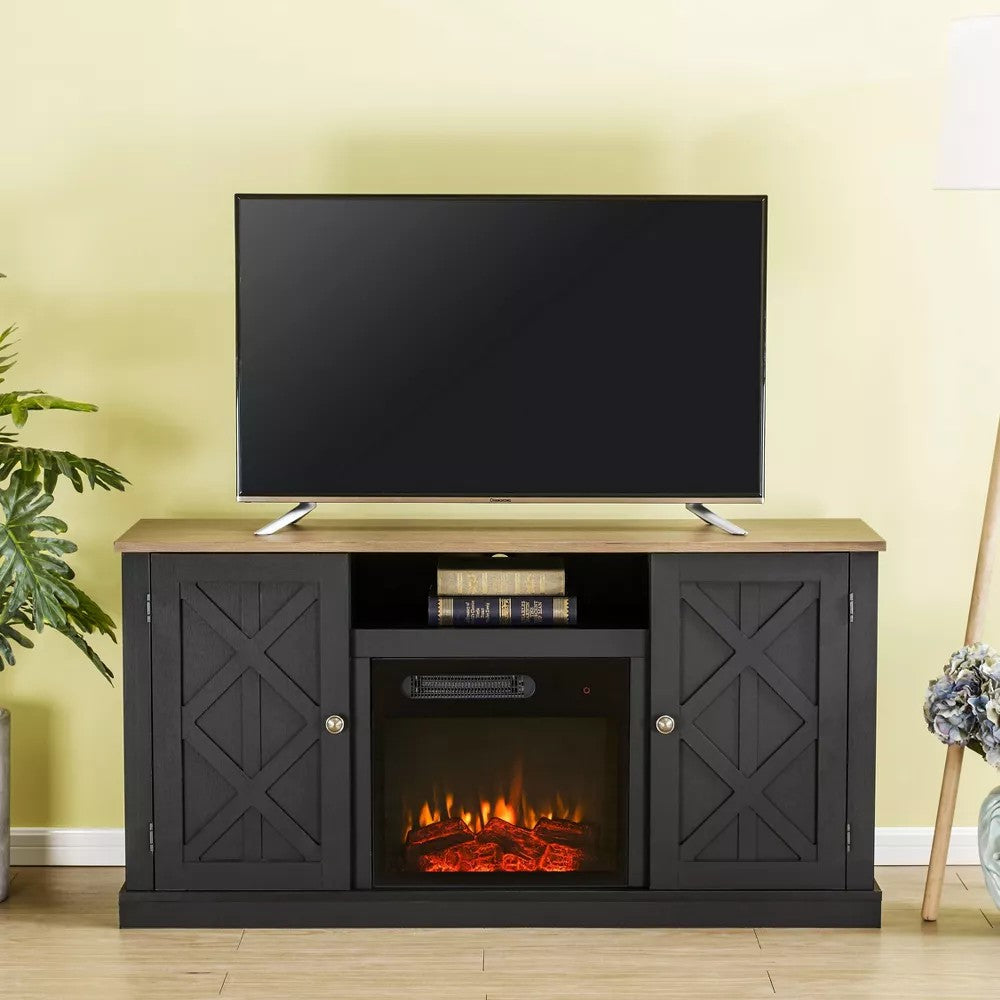 FFP20267 54" TV Stand with 18" Electric Fireplace-Black