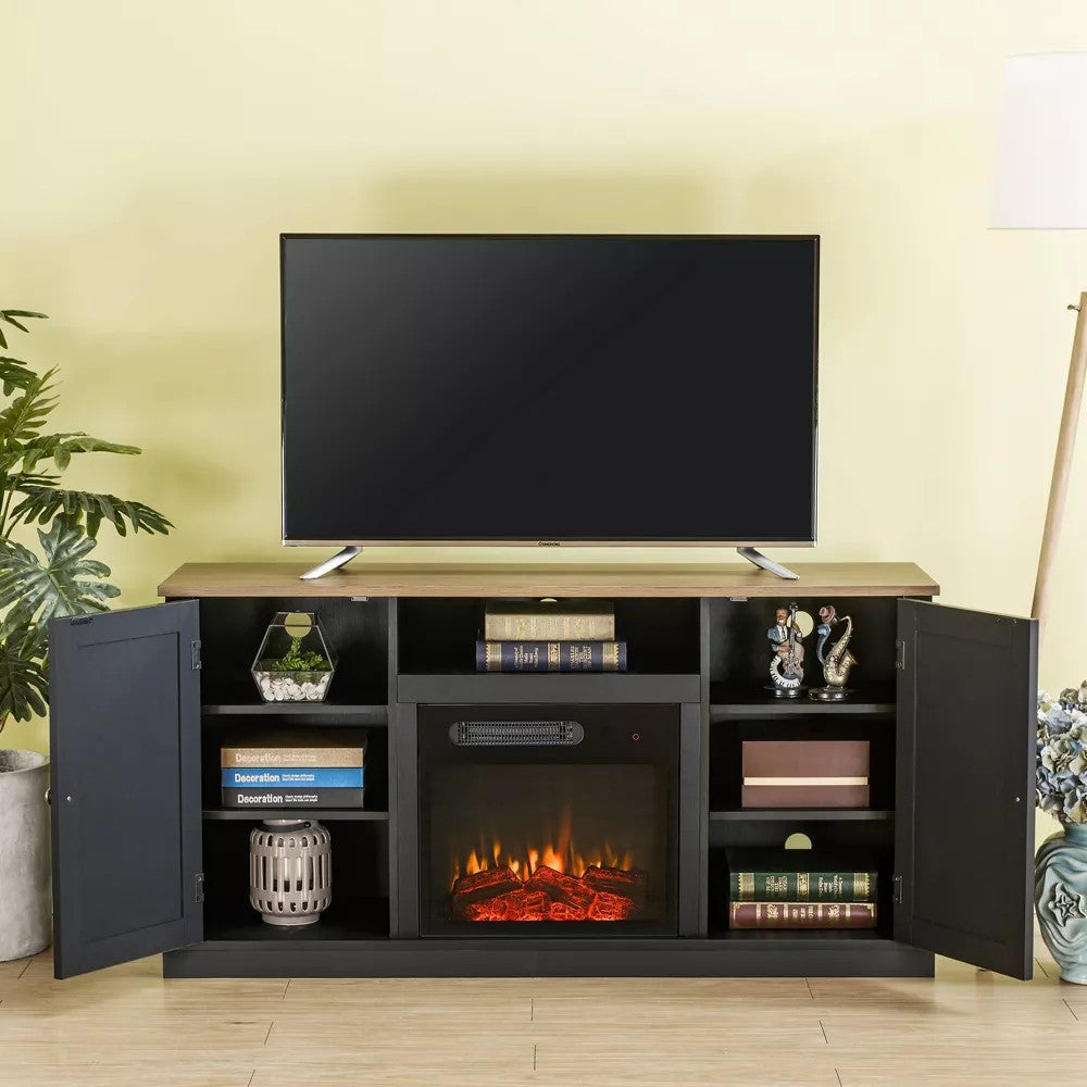 FFP20267 54" TV Stand with 18" Electric Fireplace-Black