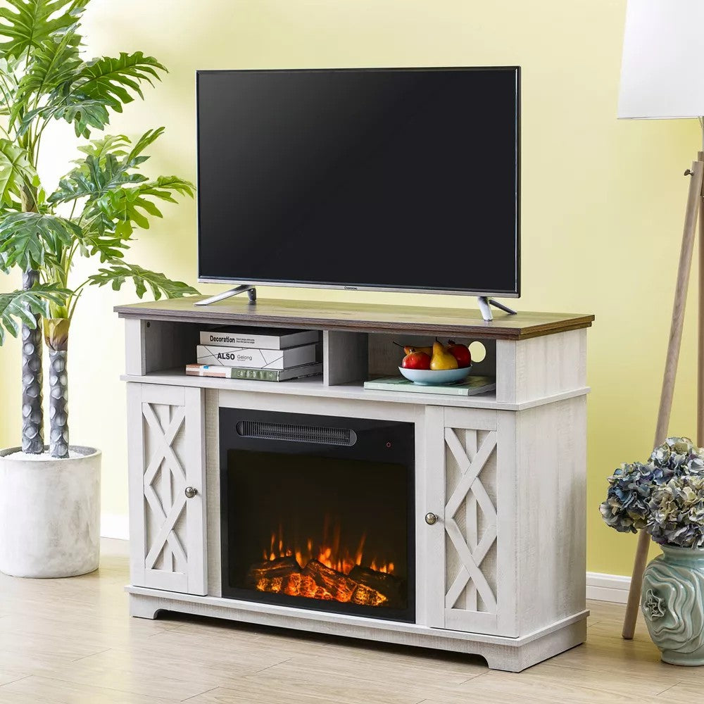 FFP20256 48" TV Stand with 23" Electric Fireplace-White