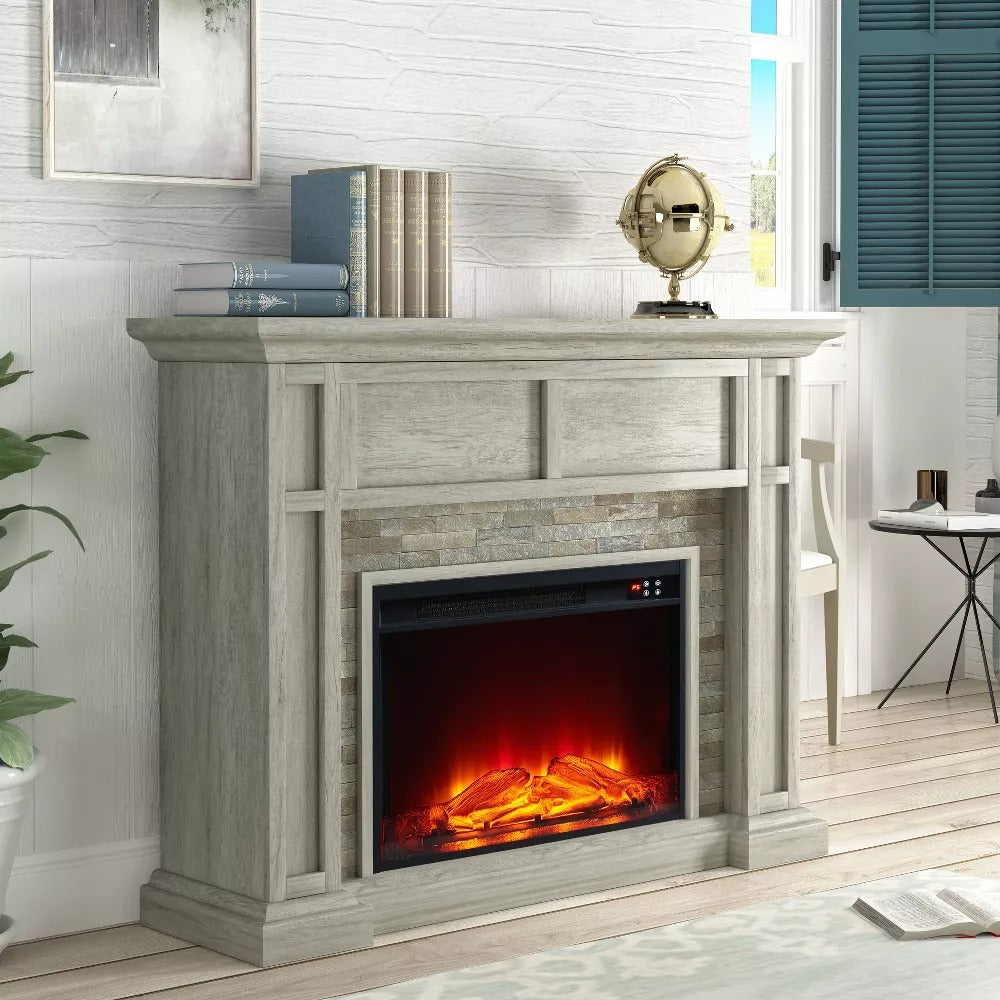 FFP23345 48" Electric Fireplace Mantel with Faux Brick-Grey