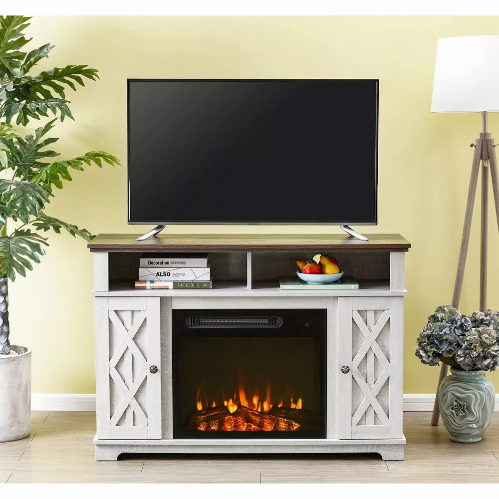 FFP20256 48" TV Stand with 23" Electric Fireplace-White