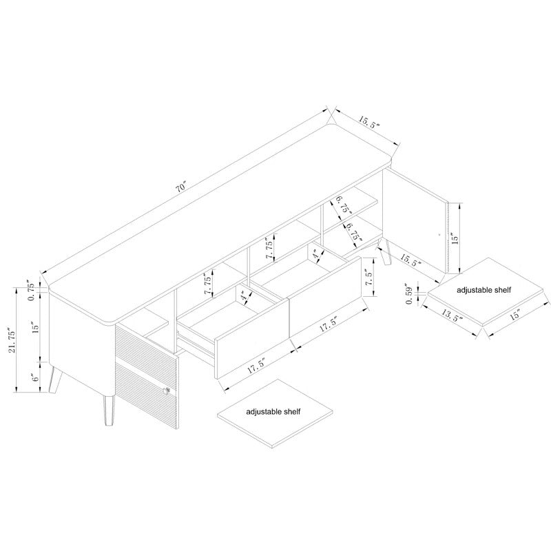 FTS23560 70" TV Stand-Navy
