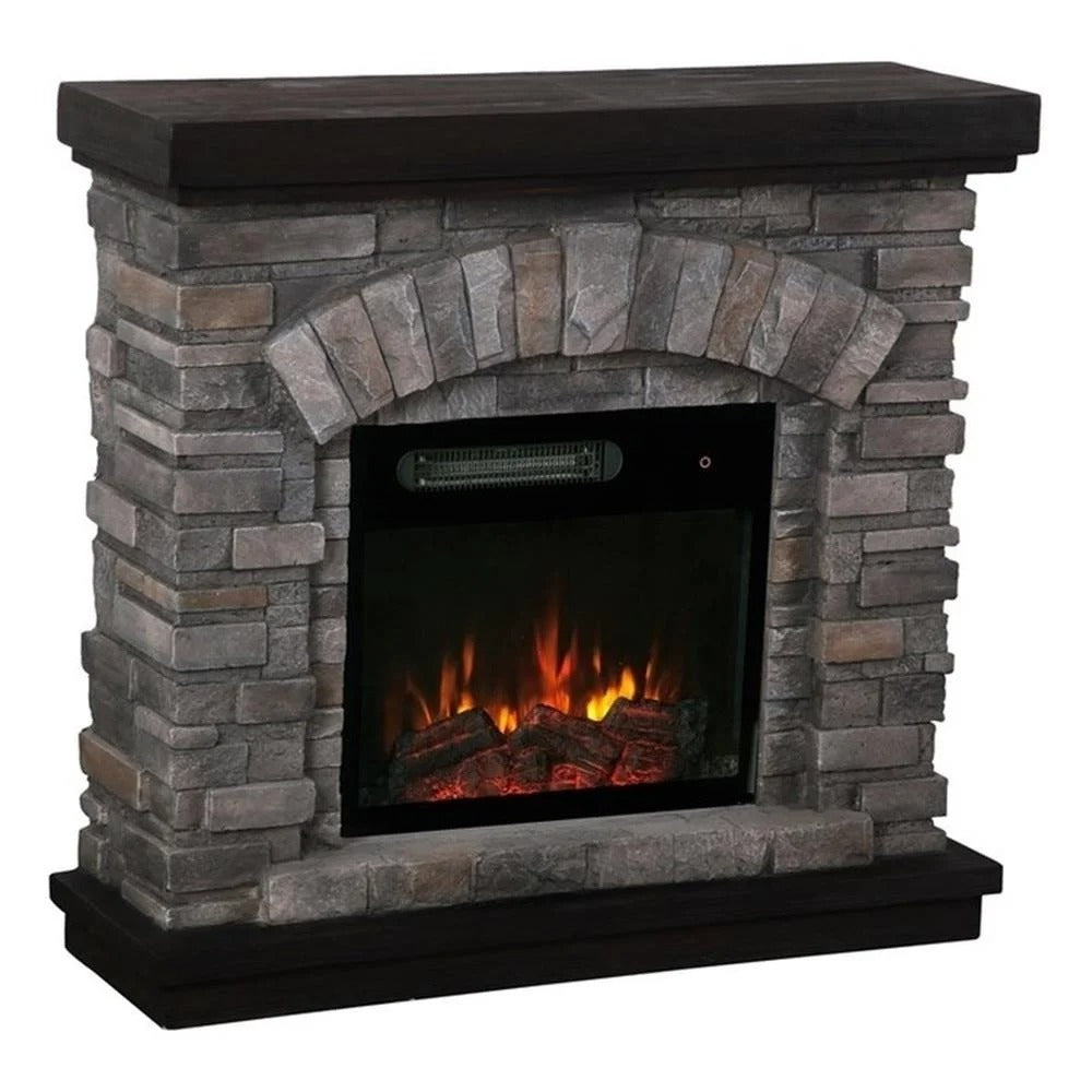 FFP20141 36" Electric Fireplace Mantel with Faux Brick-Grey