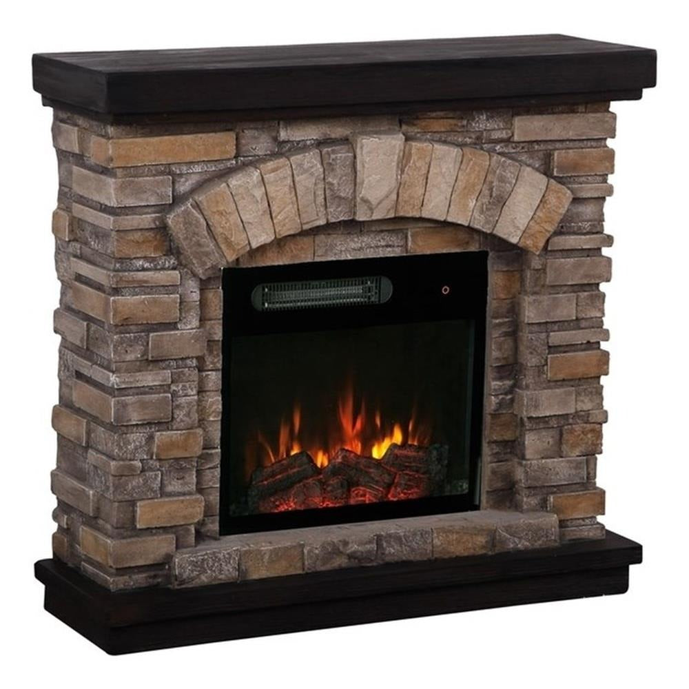 FFP20131 36" Electric Fireplace Mantel with Faux Brick-Tan