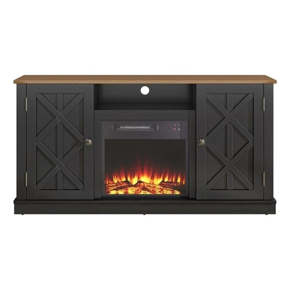 FFP20267 54" TV Stand with 18" Electric Fireplace-Black