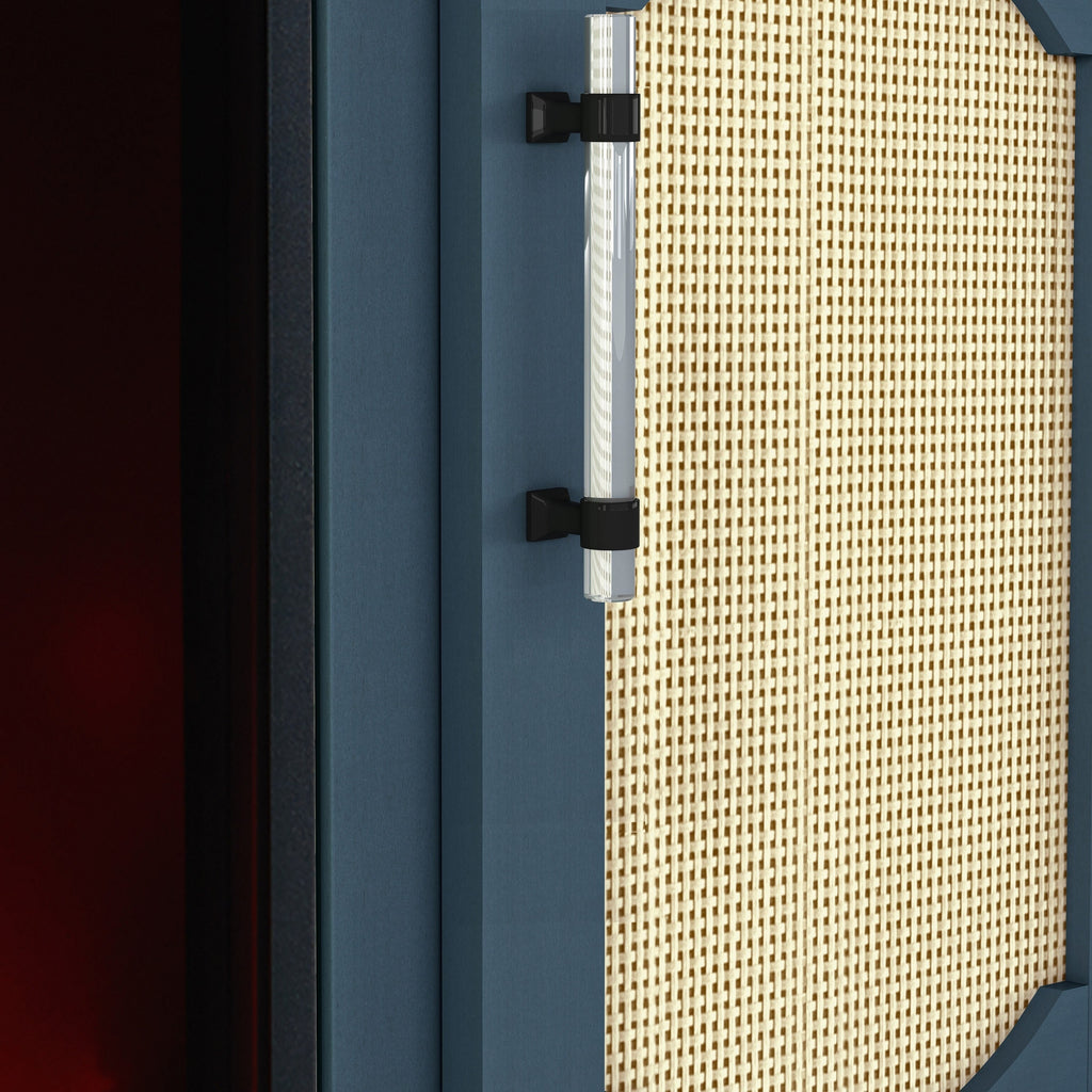 FTS23528 62" TV Stand with 26" Electric Fireplace-Navy