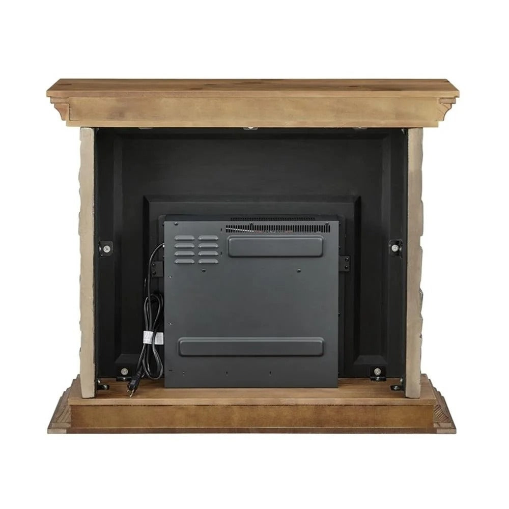 FFP21233 40" Electric Fireplace Mantel with Faux Brick-Brown