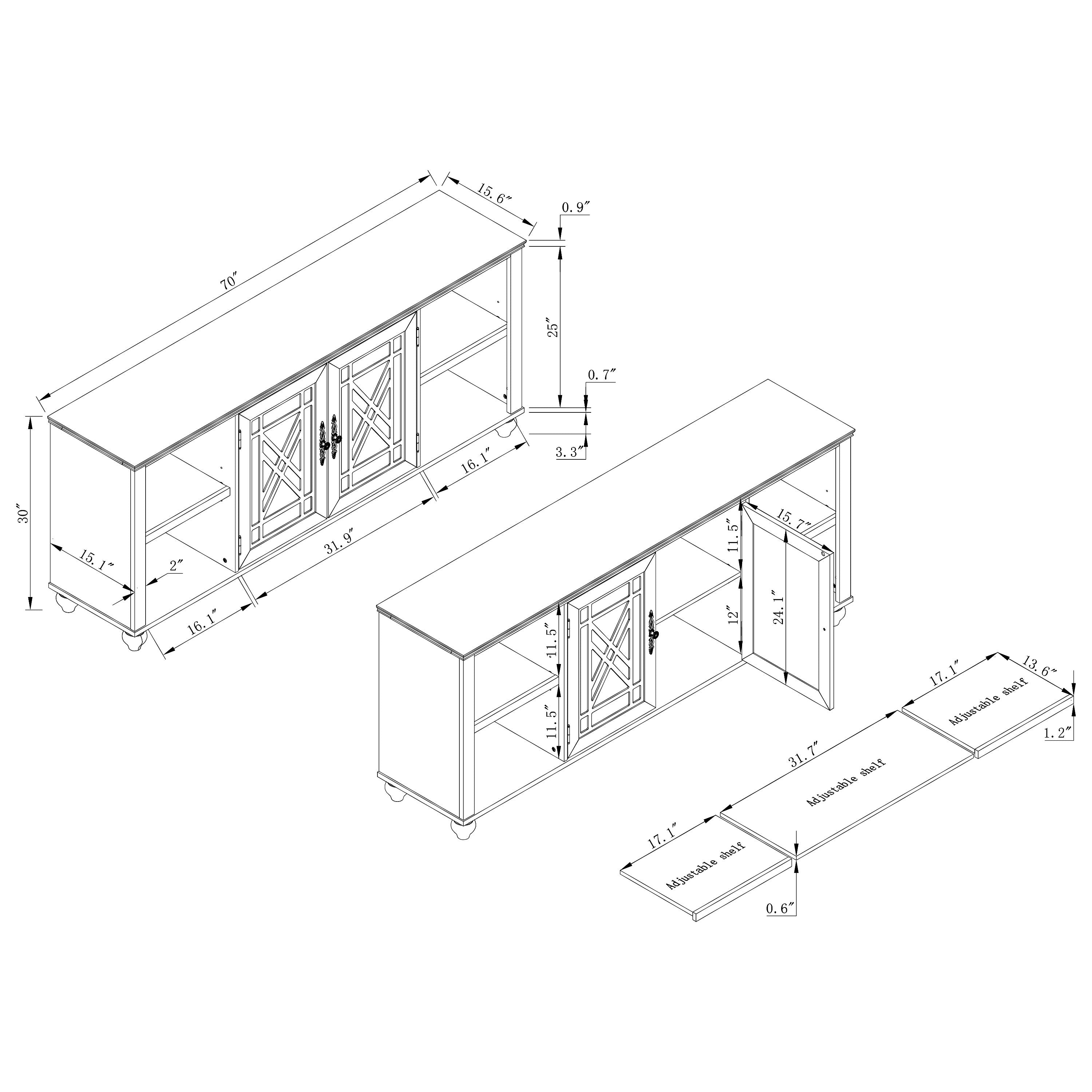 FTS24646 70" TV Stand-Green