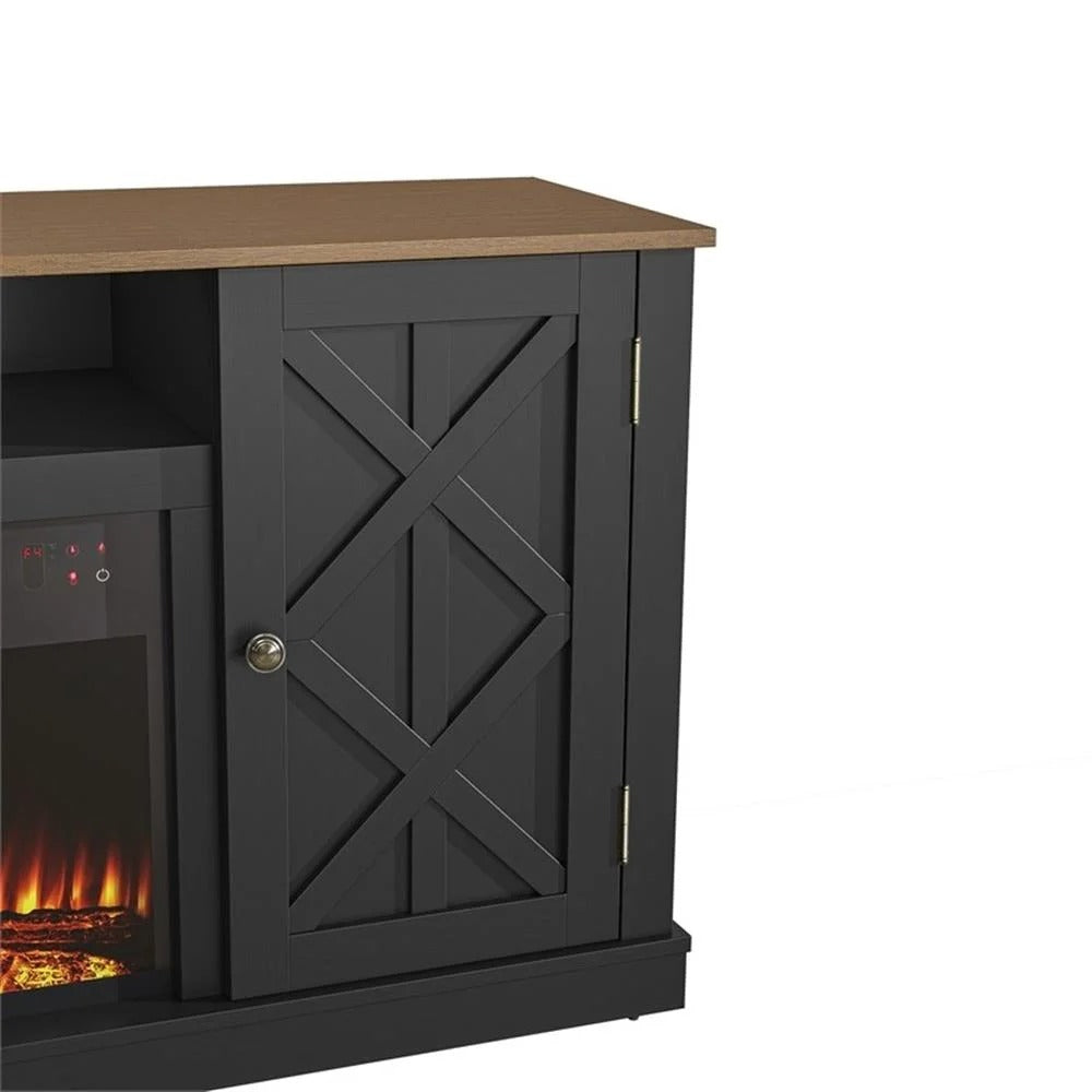 FFP20267 54" TV Stand with 18" Electric Fireplace-Black