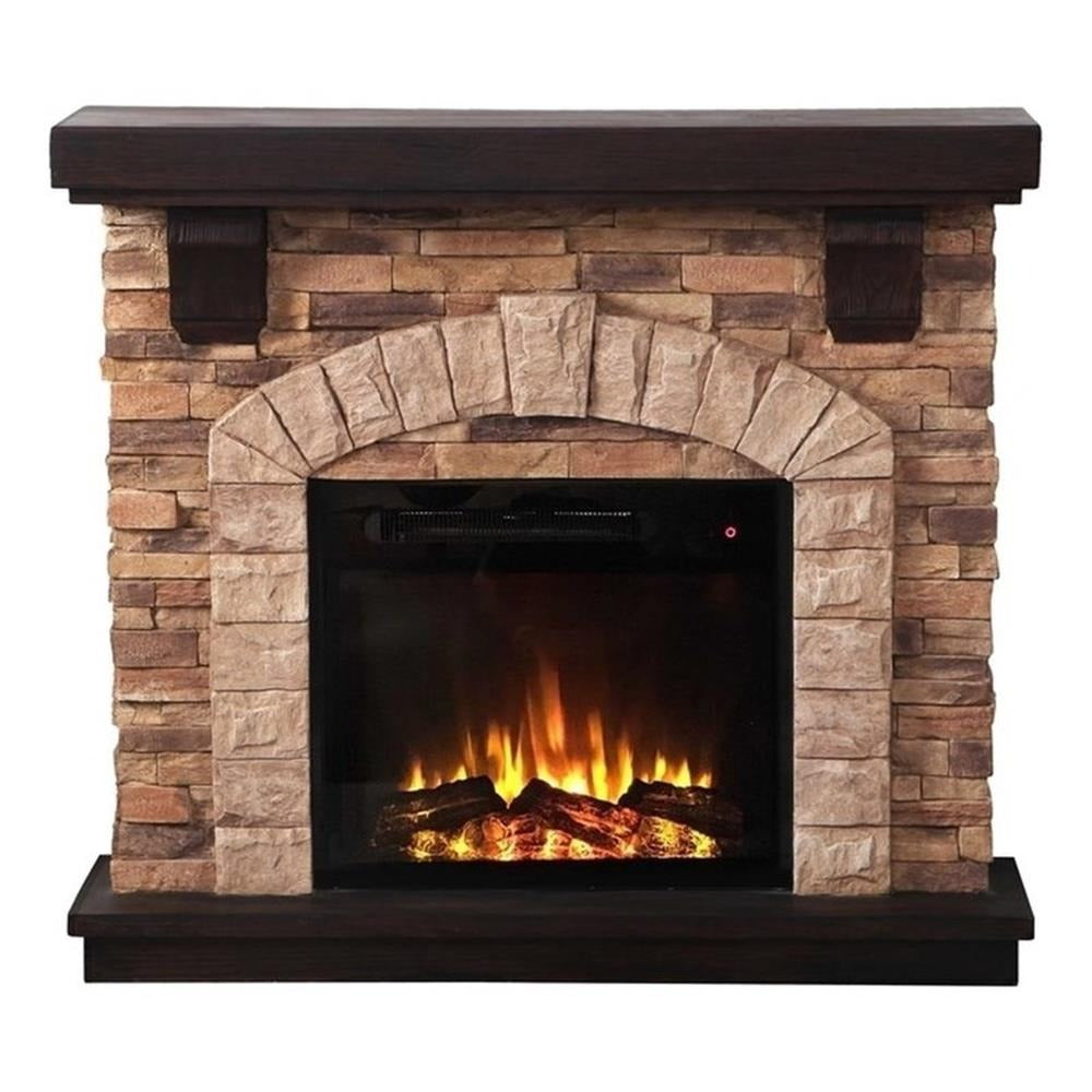 FFP20131 36" Electric Fireplace Mantel with Faux Brick-Tan