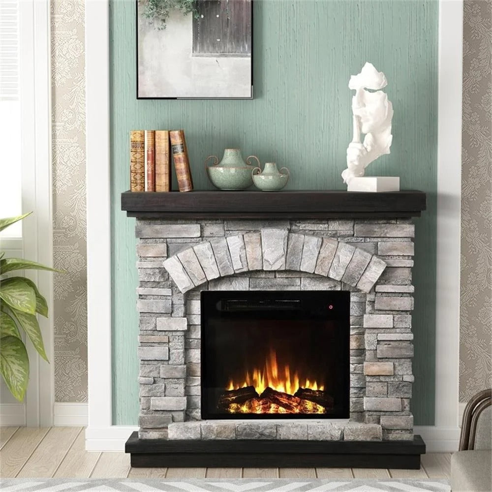 FFP20141 36" Electric Fireplace Mantel with Faux Brick-Grey